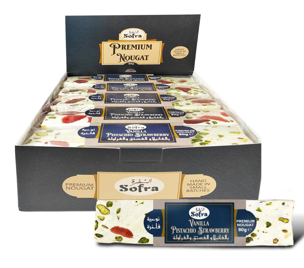 Sofra Nougat Vanilla Strawberry & Pistachio 80g