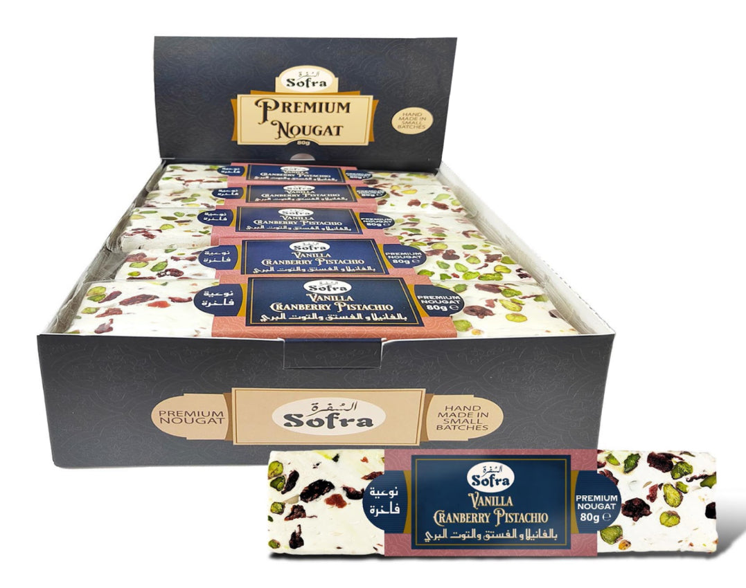 Sofra Nougat Vanilla Cranberry & Pistachio 80g